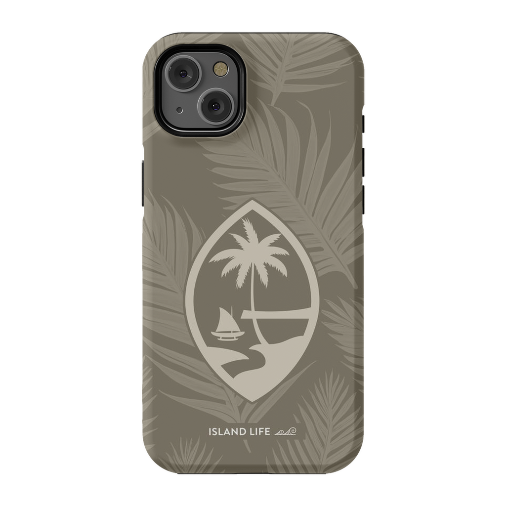 Guam Modern Leaves Khaki Premium Glossy Tough Phone Case