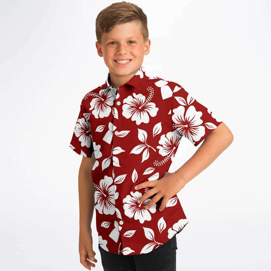 Hibiscus Latte Stone Guam CNMI Button Down Shirt Kids