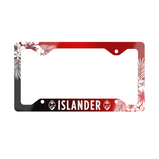 Islander Guam Tropical Hibiscus Red Metal License Plate Frame