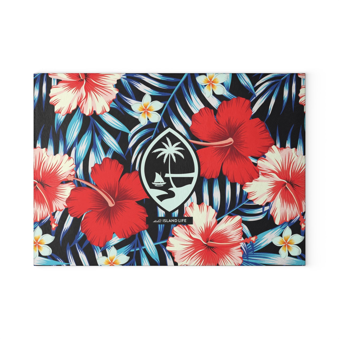 Tropical Floral Guam Glass Cutting Board