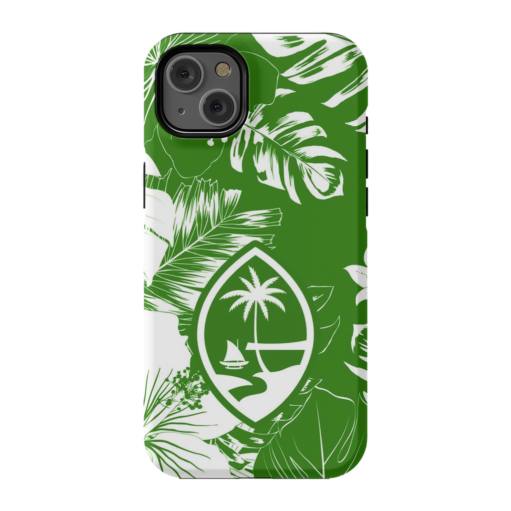 Guam Hibiscus Floral Green Premium Glossy Tough Phone Case