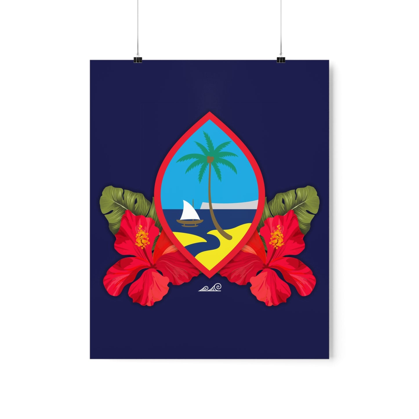 Guam Seal Hibiscus Paradise Premium Matte Vertical Poster