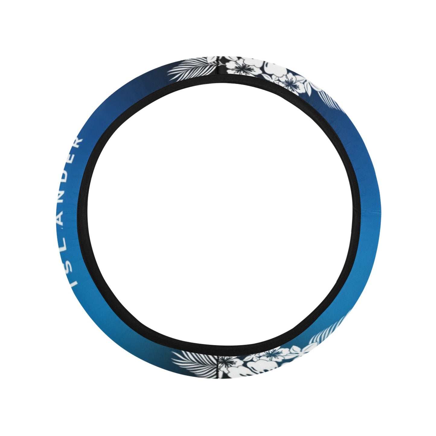 Tropical Hibiscus Islander Guam CNMI Blue Steering Wheel Cover with Anti-Slip Insert