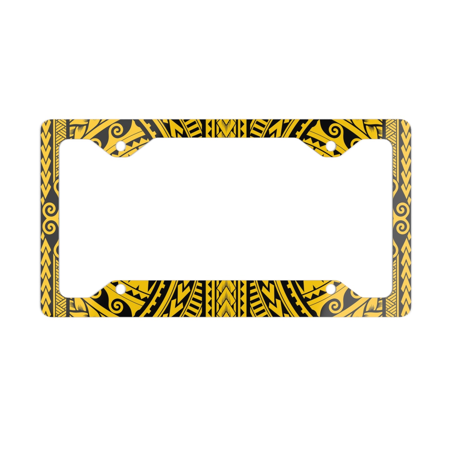 Island Tribal Polynesia Hawaiian Yellow Metal License Plate Frame