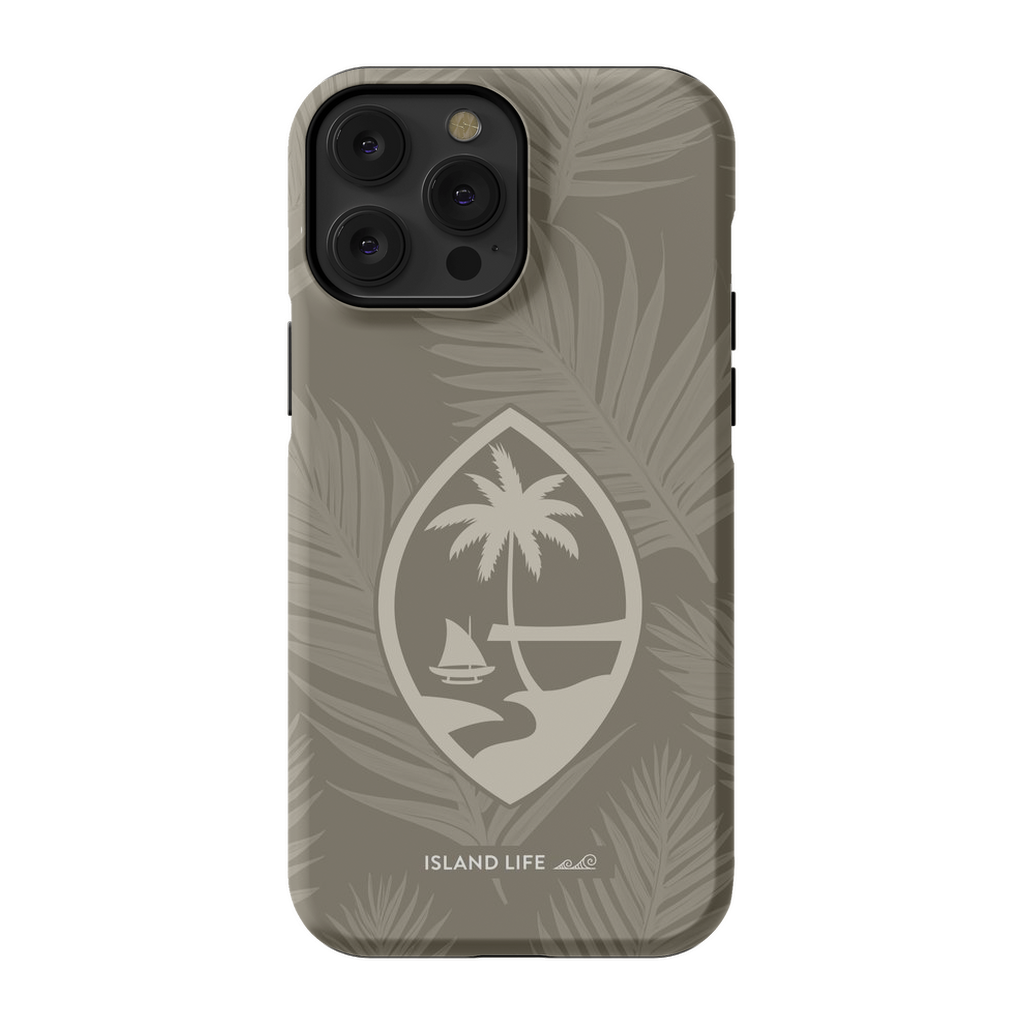 Guam Modern Leaves Khaki Premium Glossy Tough Phone Case