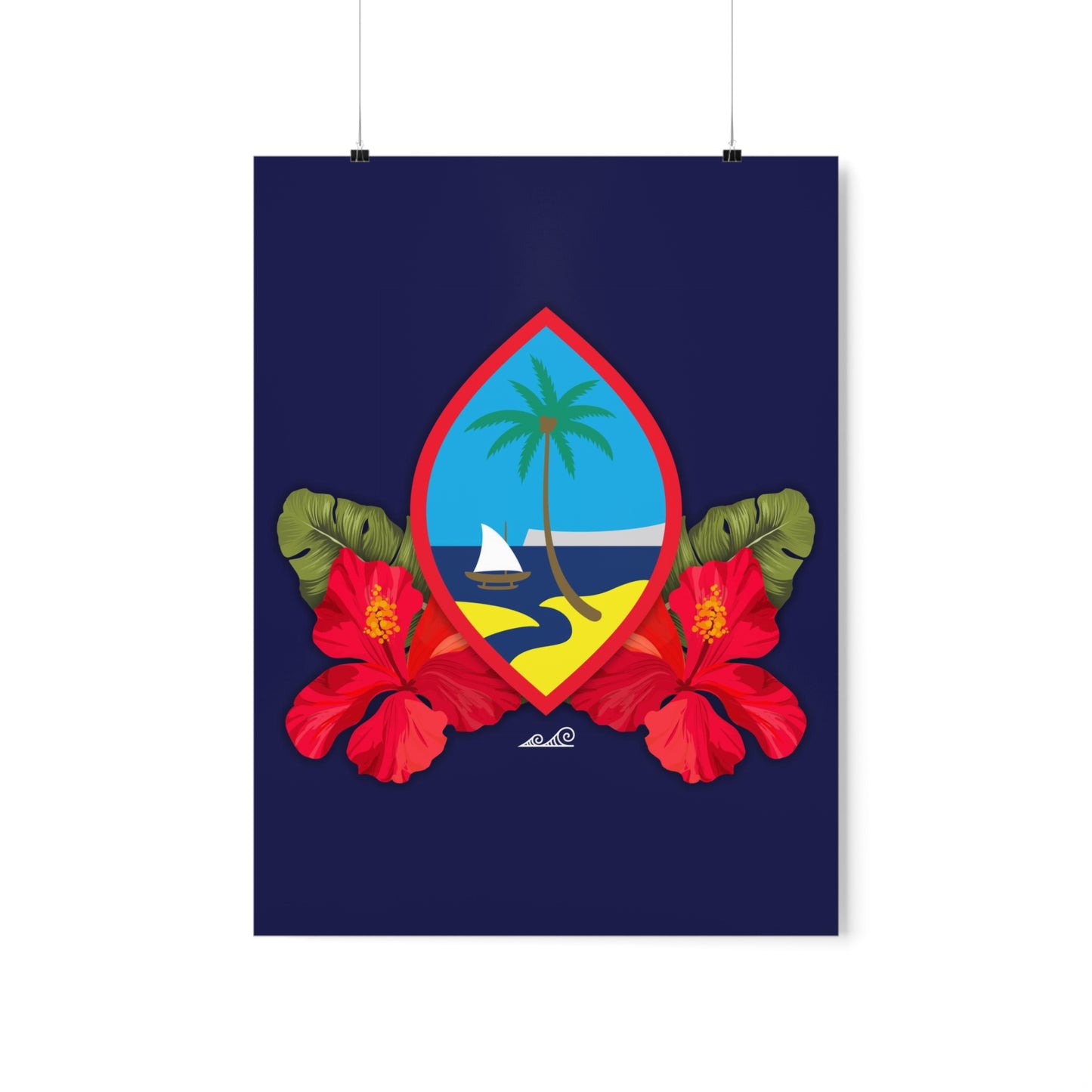 Guam Seal Hibiscus Paradise Premium Matte Vertical Poster