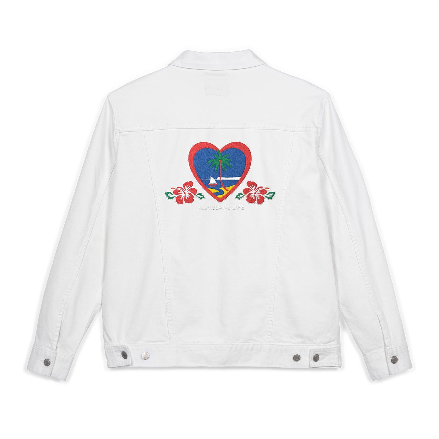 Heart Guam Embroidered Unisex Denim Jacket
