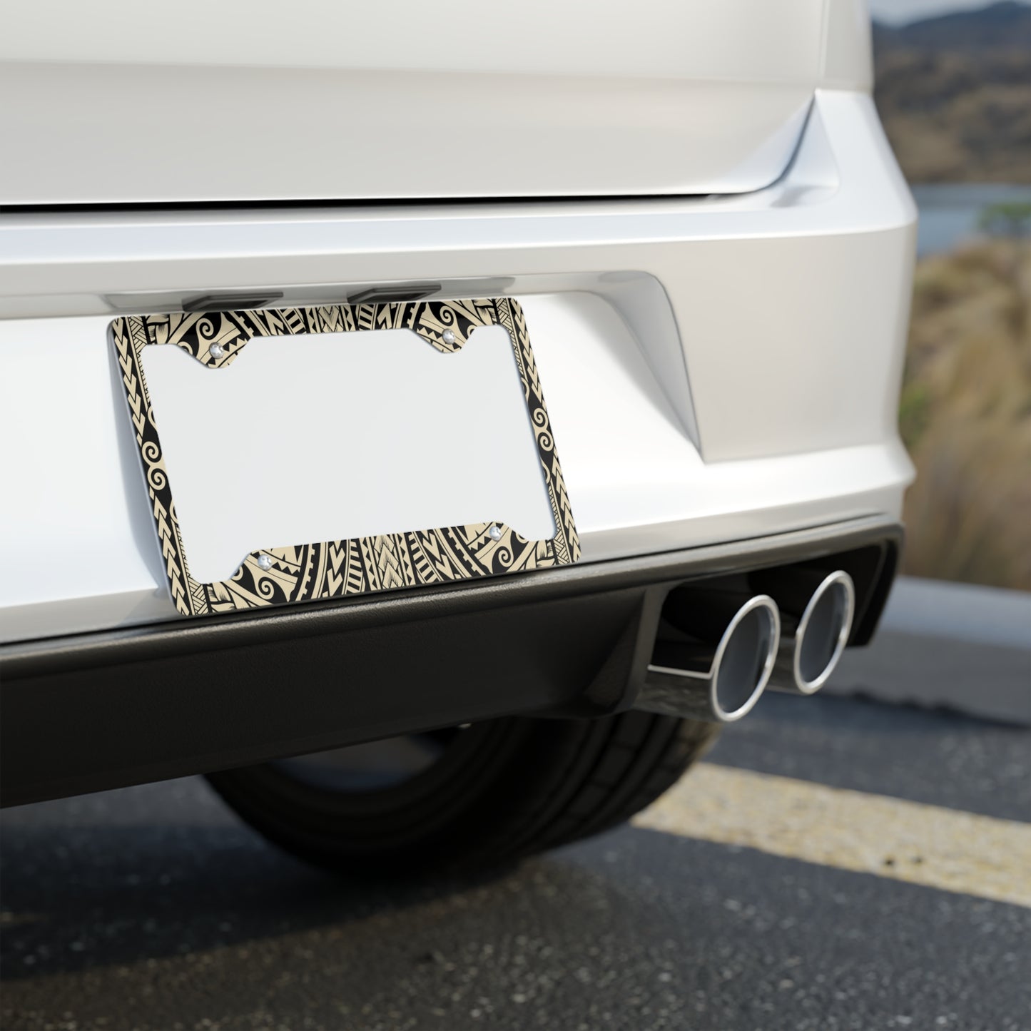 Island Tribal Polynesia Hawaiian Tan Metal License Plate Frame
