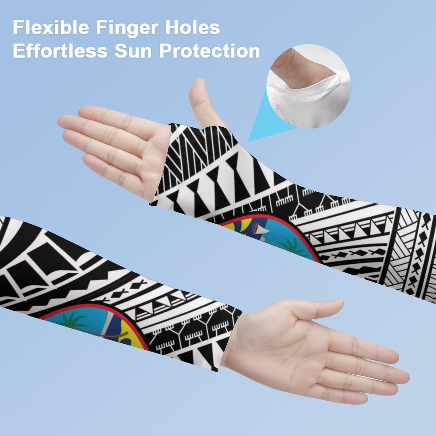 Guam Seal Tribal White All Over Print Arm Sleeves