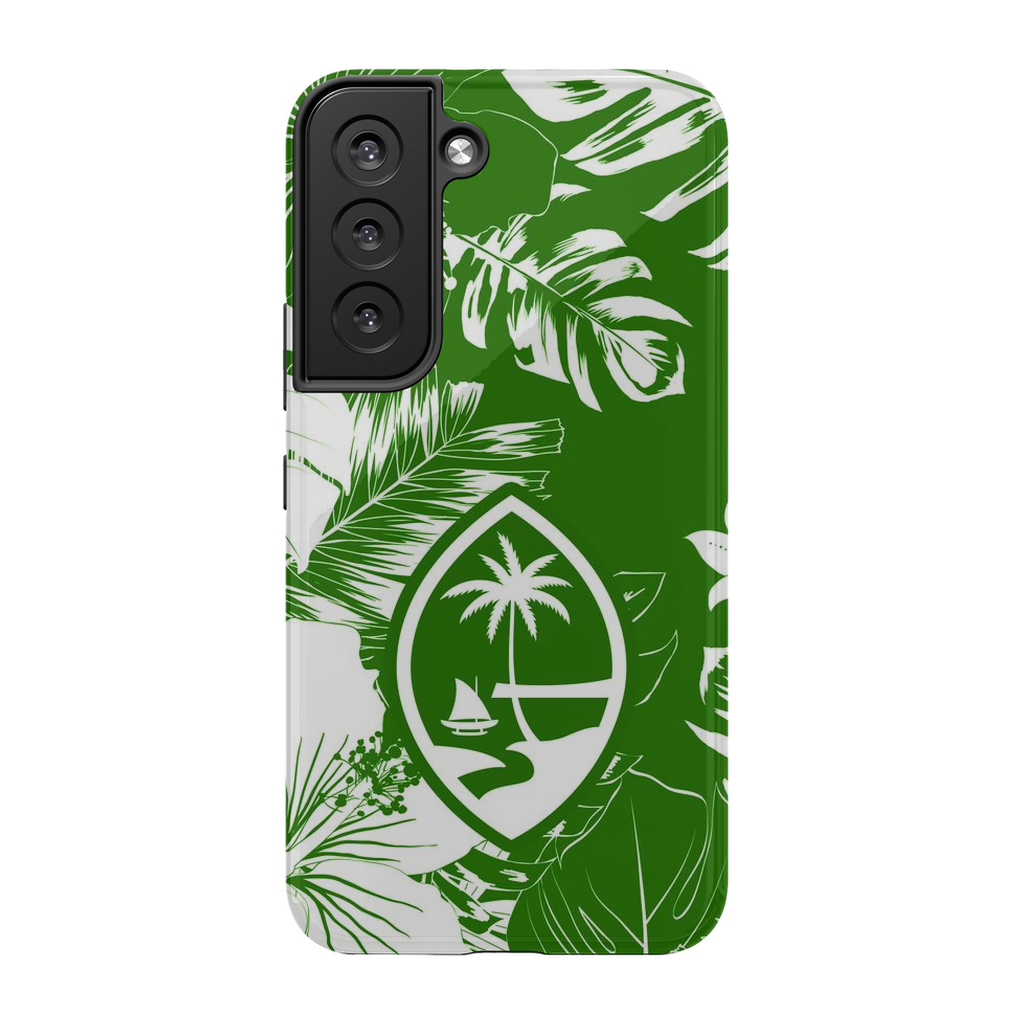 Guam Hibiscus Floral Green Premium Glossy Tough Phone Case