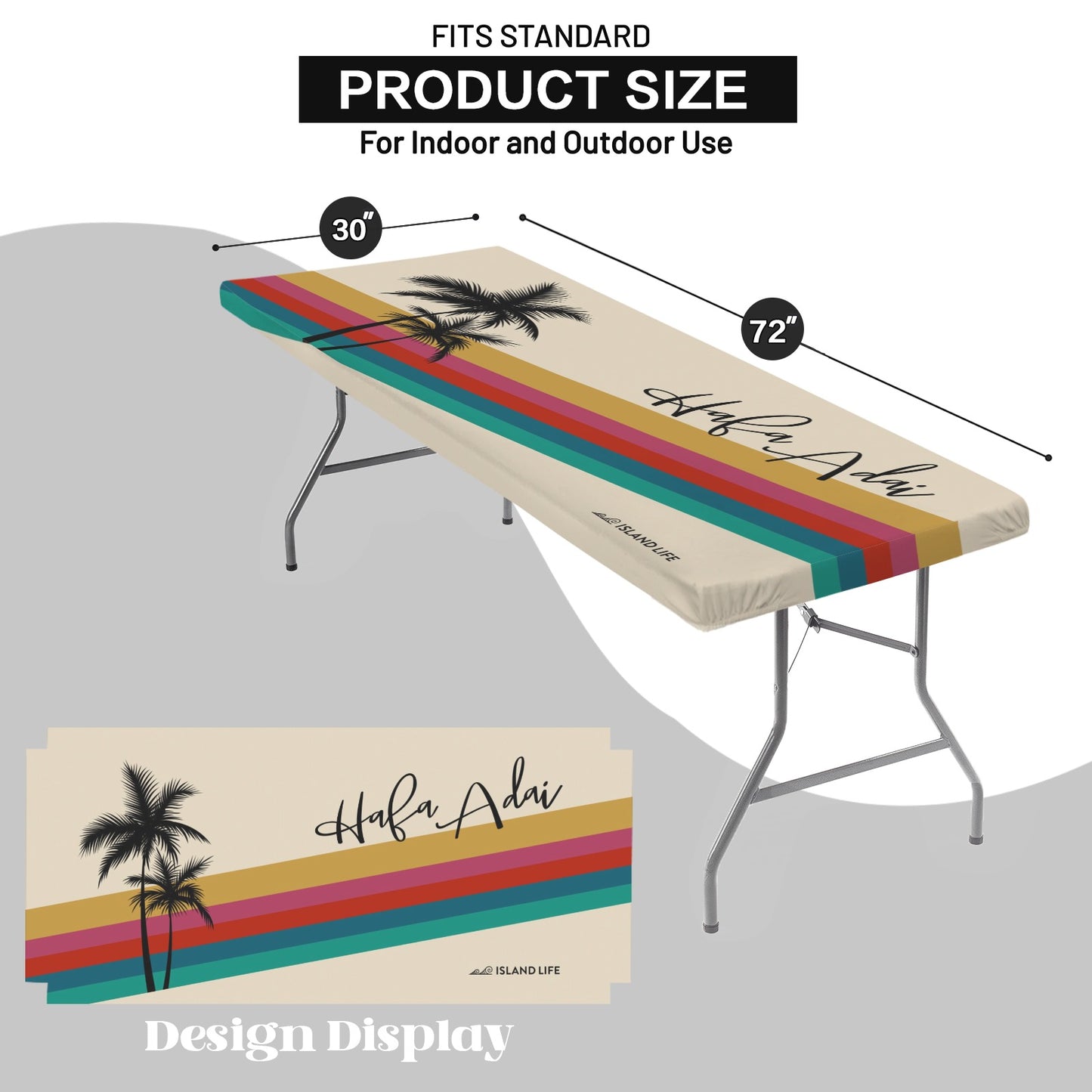 Retro Rainbow Fitted Tablecloth