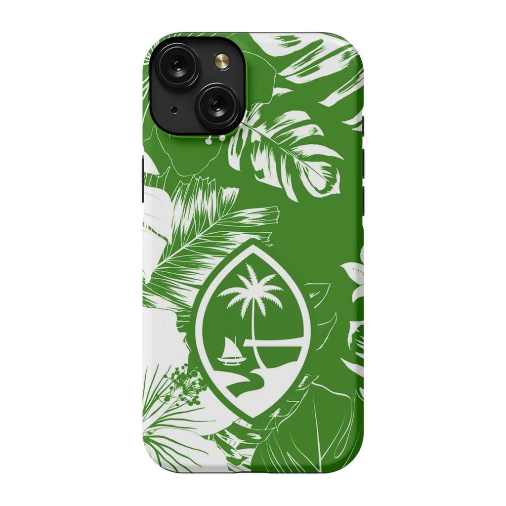 Guam Hibiscus Floral Green Premium Glossy Tough Phone Case