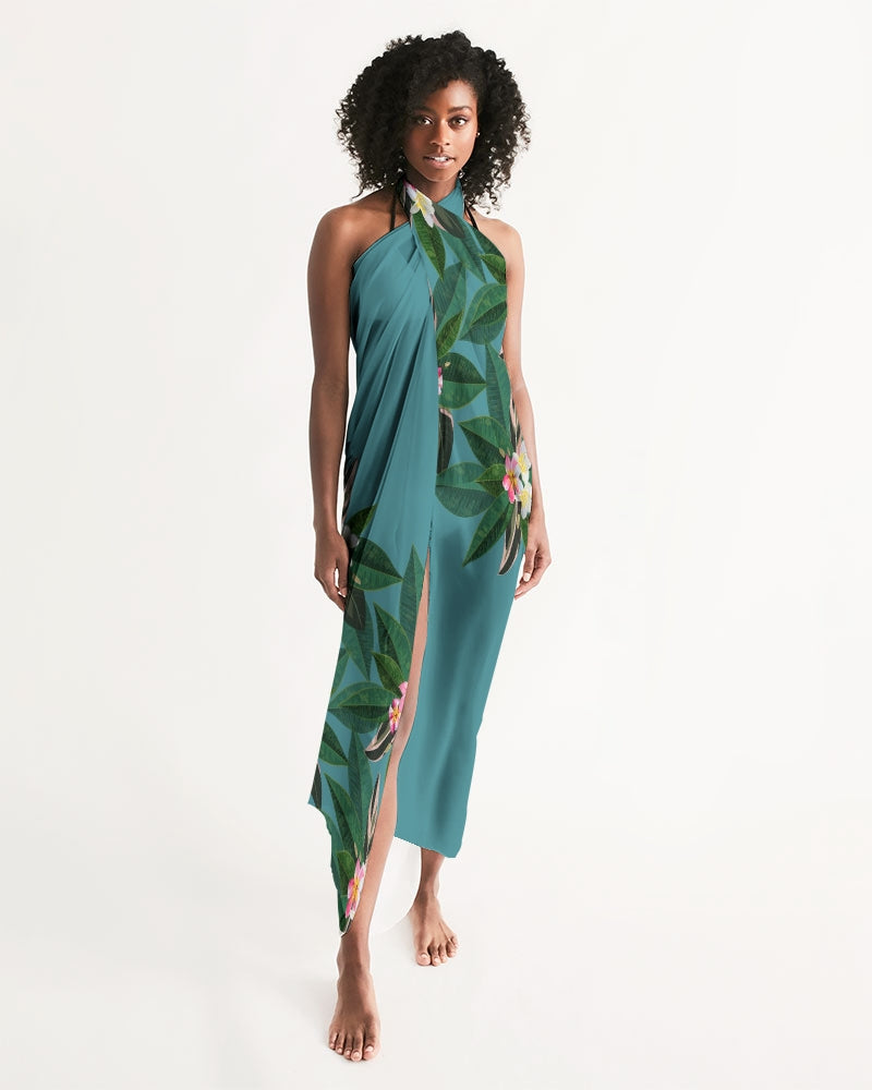 Plumeria Flowers Blue Guam Sarong Swim Cover Up Plumeria Flowers Blue Guam Sarong Swim Cover Up