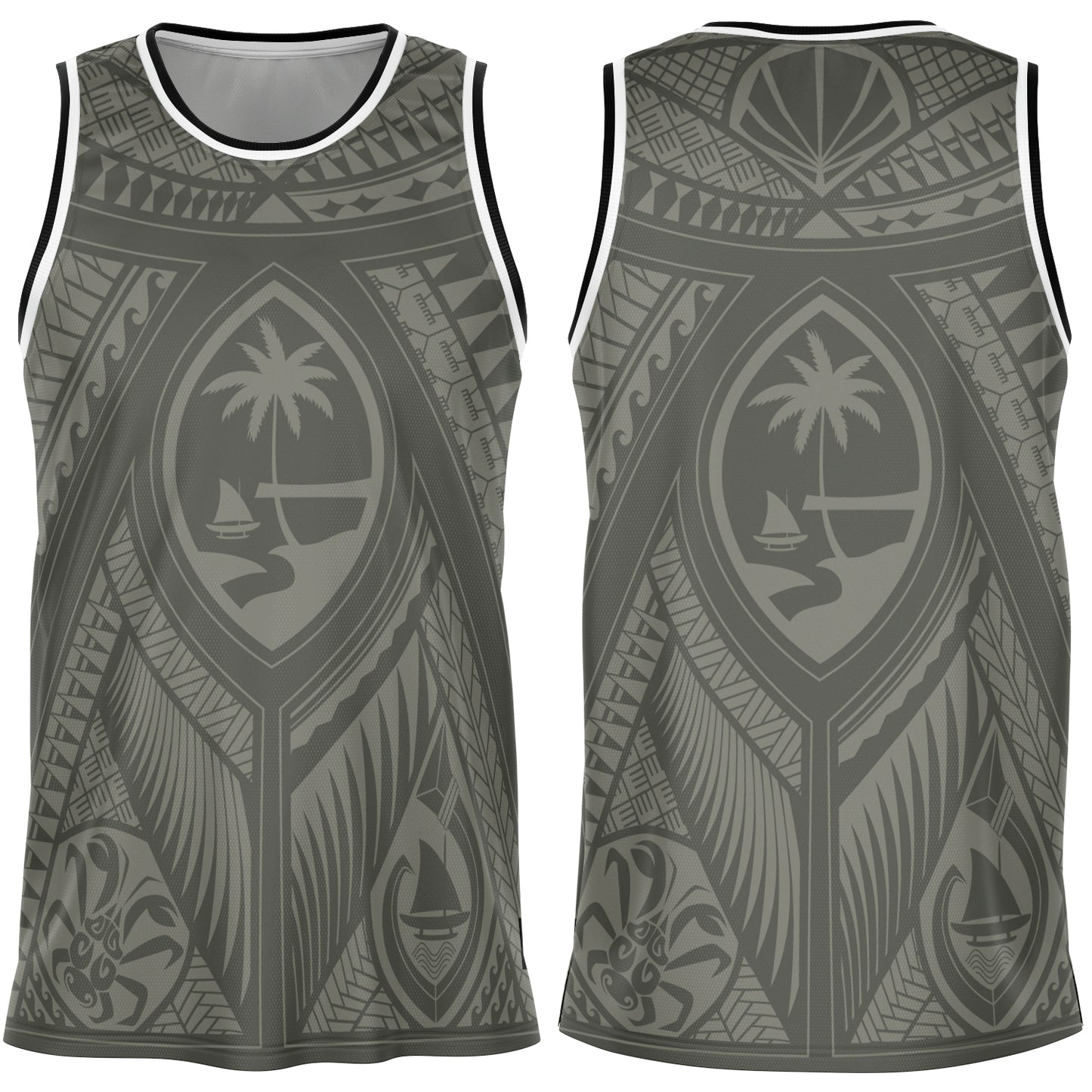 Guahan Tribal Olive Guam Basketball Jersey