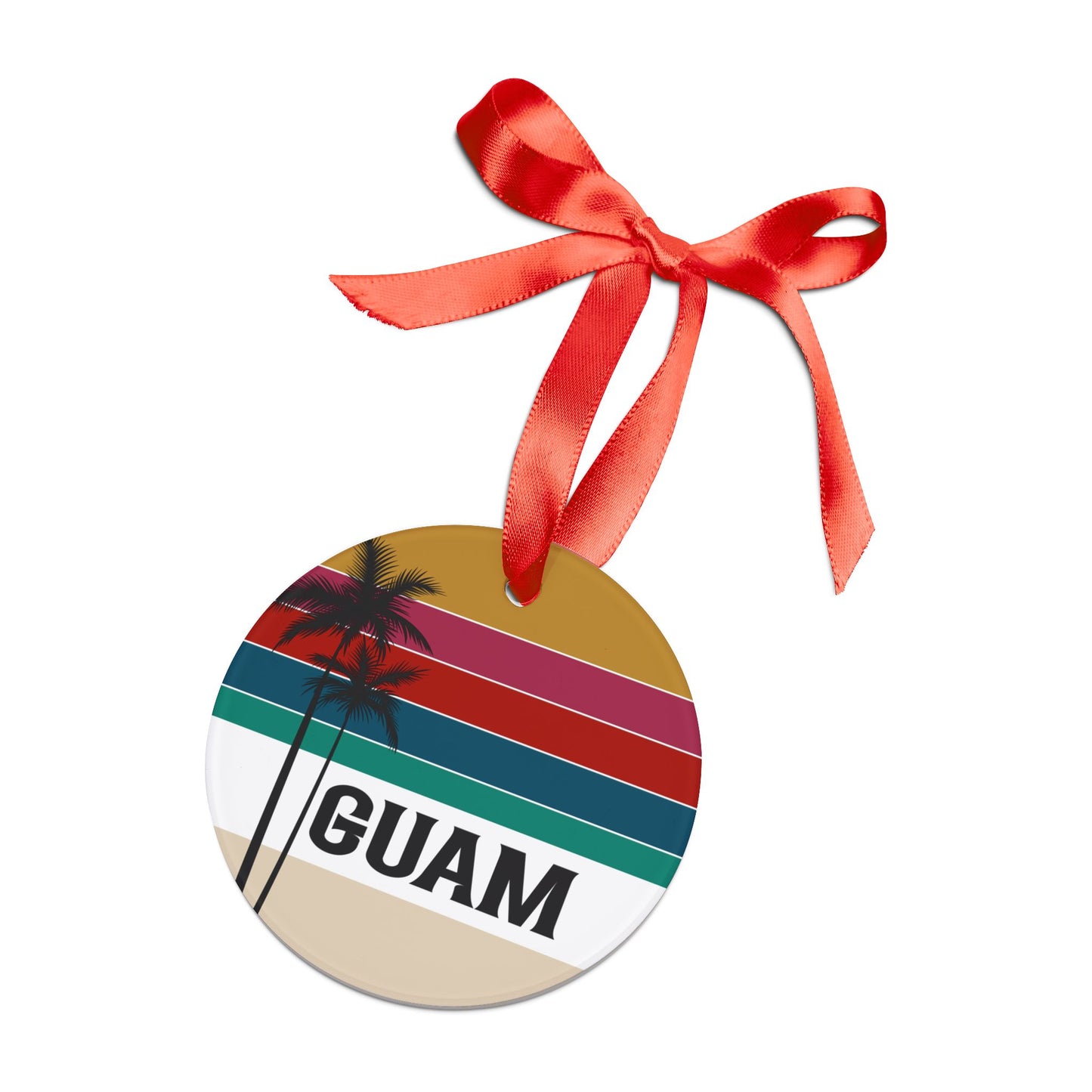 Retro Rainbow Guam Acrylic Ornament with Ribbon