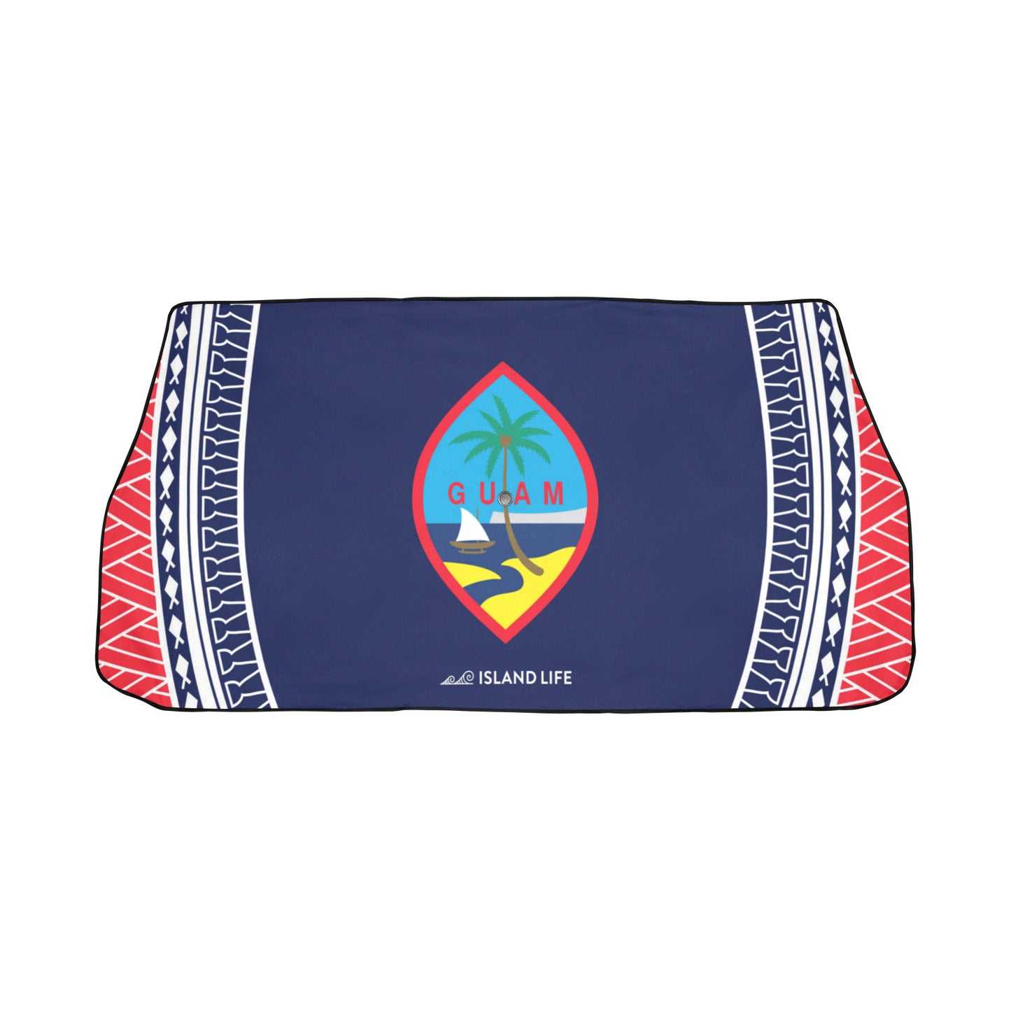 Guam Seal Tribal Red Blue Car Sun Shade Umbrella