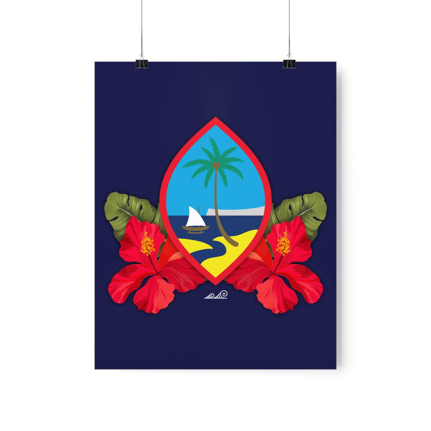 Guam Seal Hibiscus Paradise Premium Matte Vertical Poster