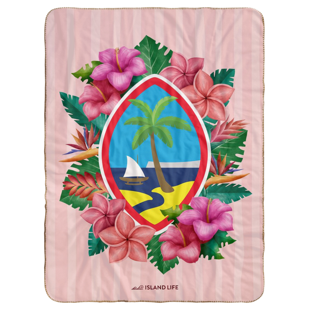 Guam Seal Pink Floral Baby Sherpa Blanket