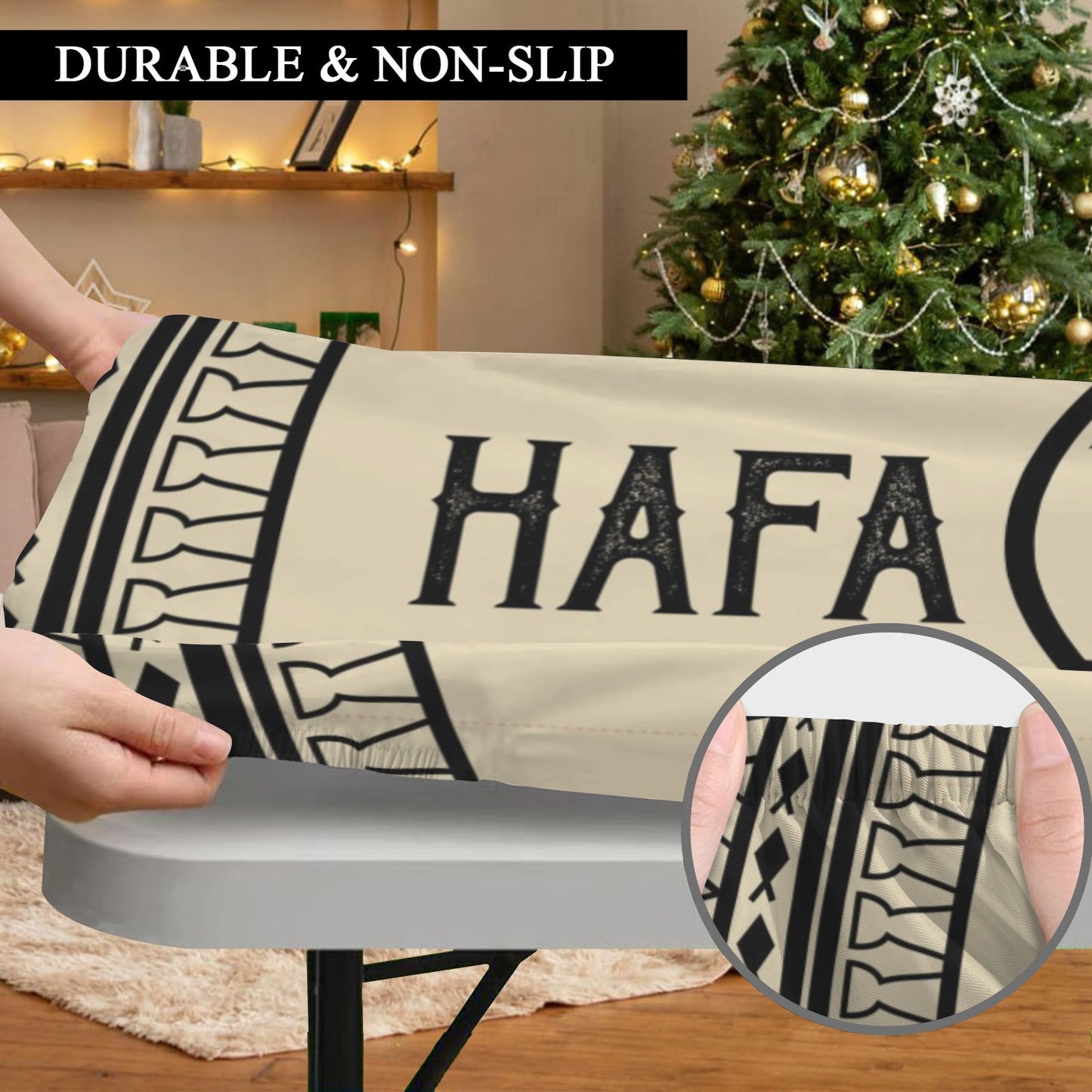 Guam Hafa Adai Tribal Tan Fitted Tablecloth