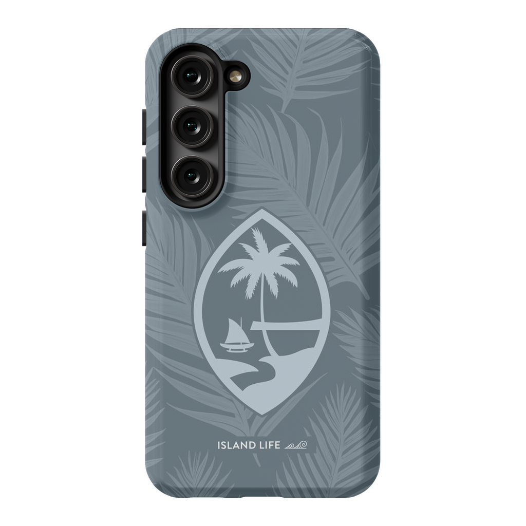 Guam Modern Leaves Slate Blue Premium Glossy Tough Phone Case