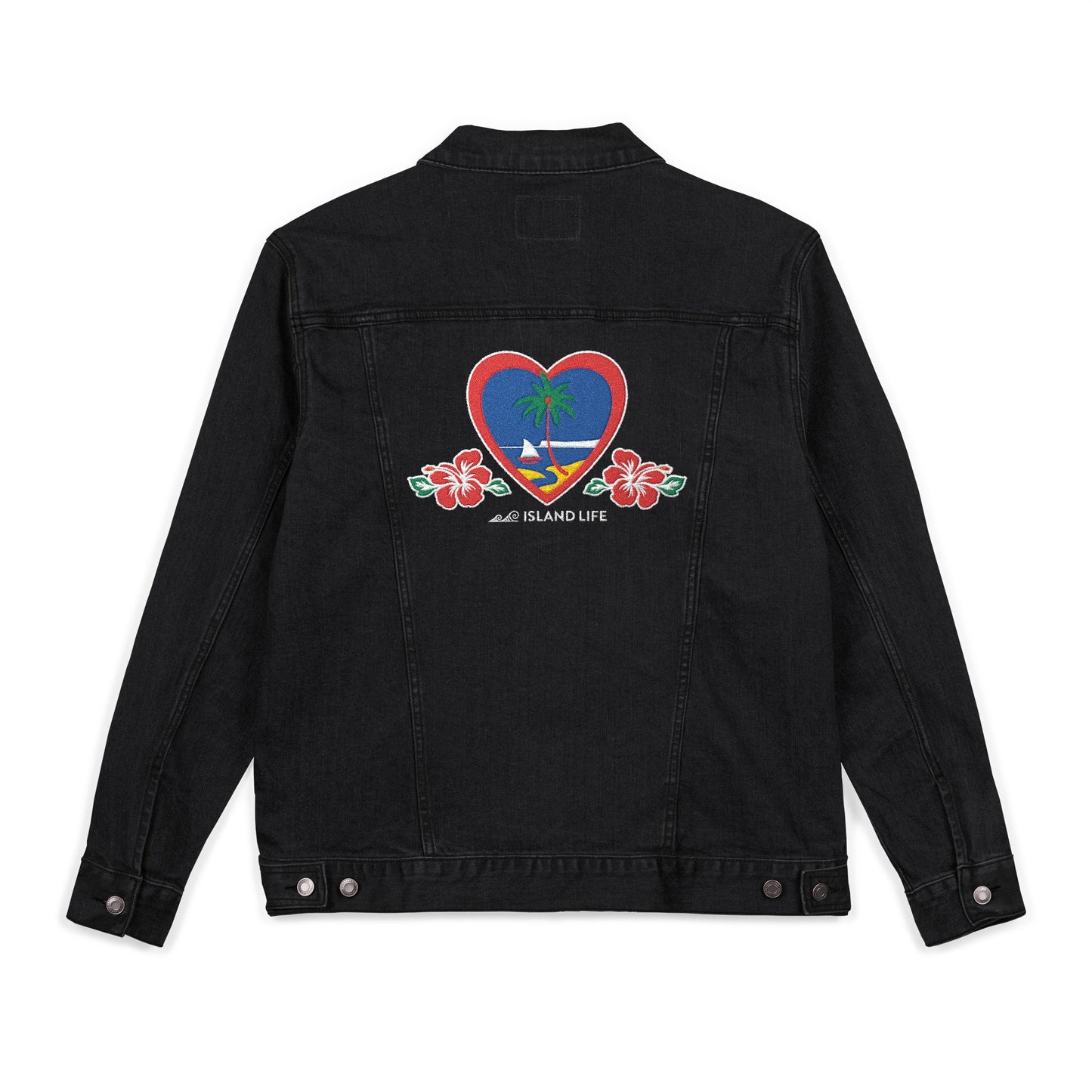 Heart Guam Embroidered Unisex Denim Jacket