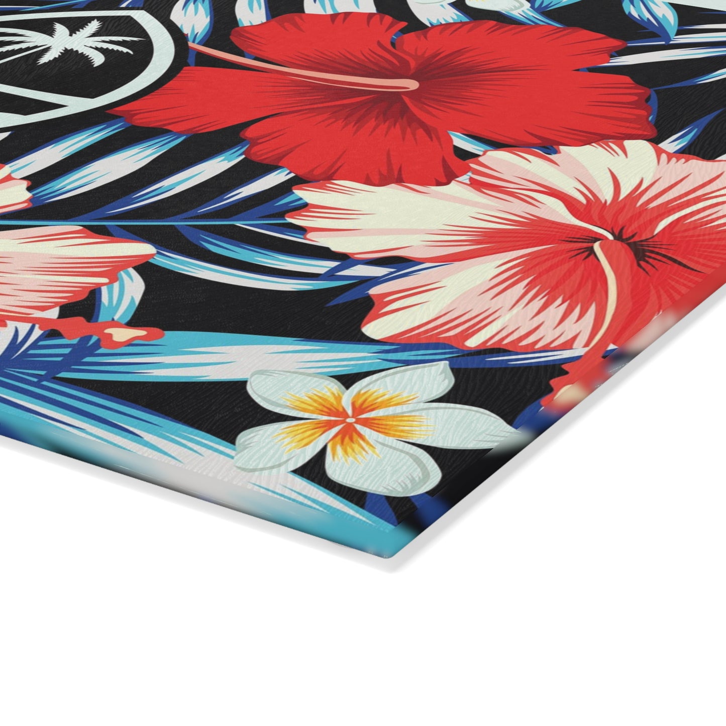 Tropical Floral Guam Glass Cutting Board