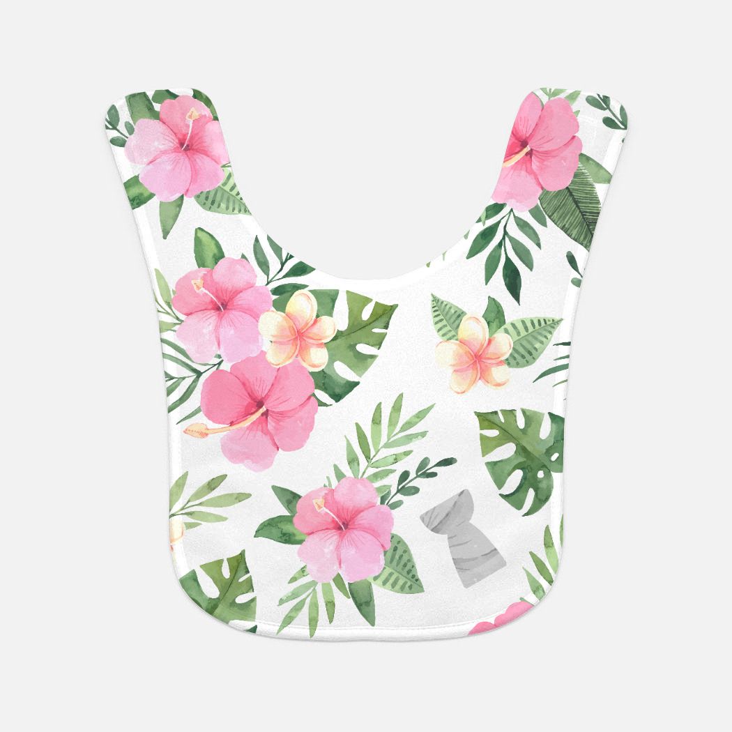 Latte Stone Pink Hibiscus Baby Bib
