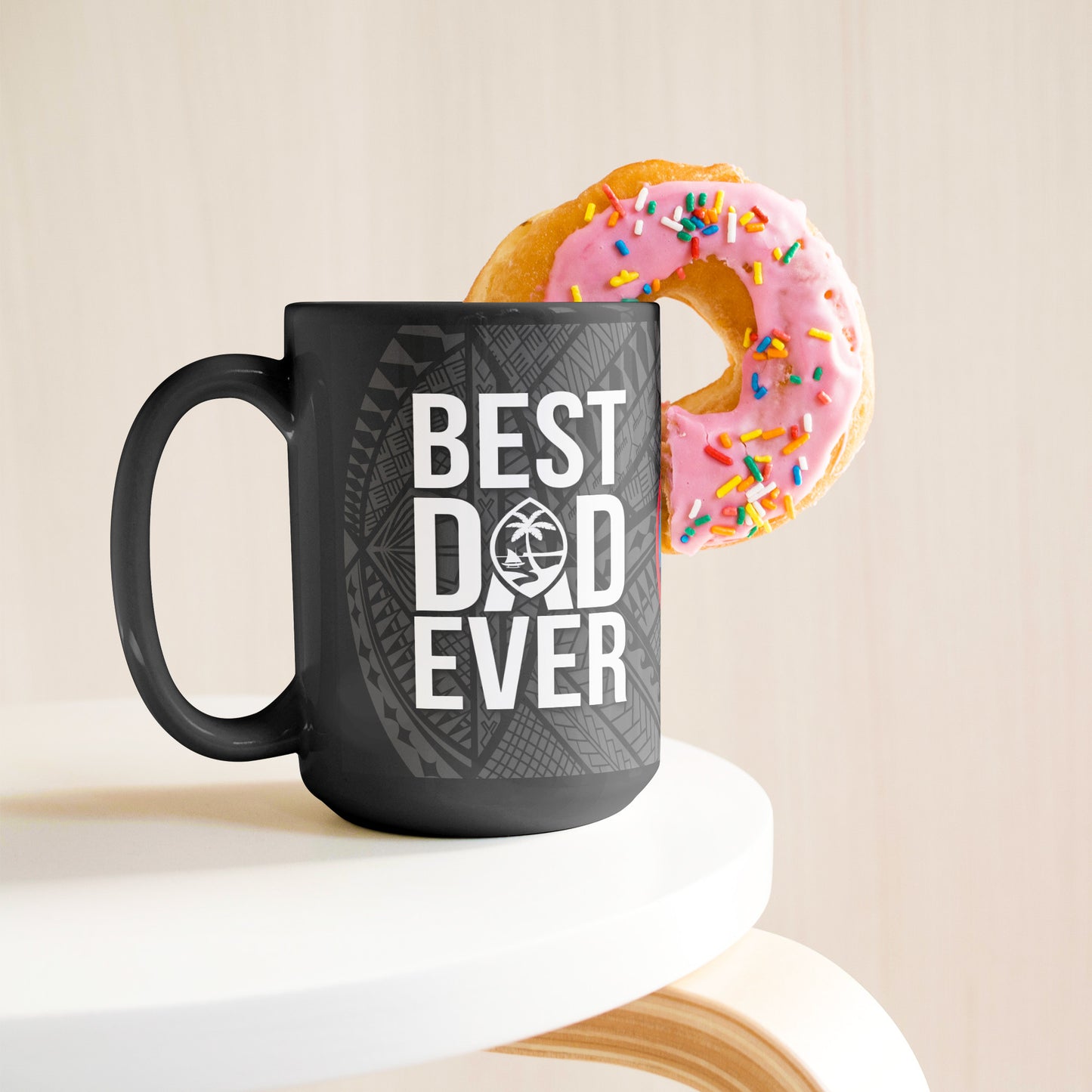 Best Dad Ever Guam Guahan Tribal 15oz Black Mug
