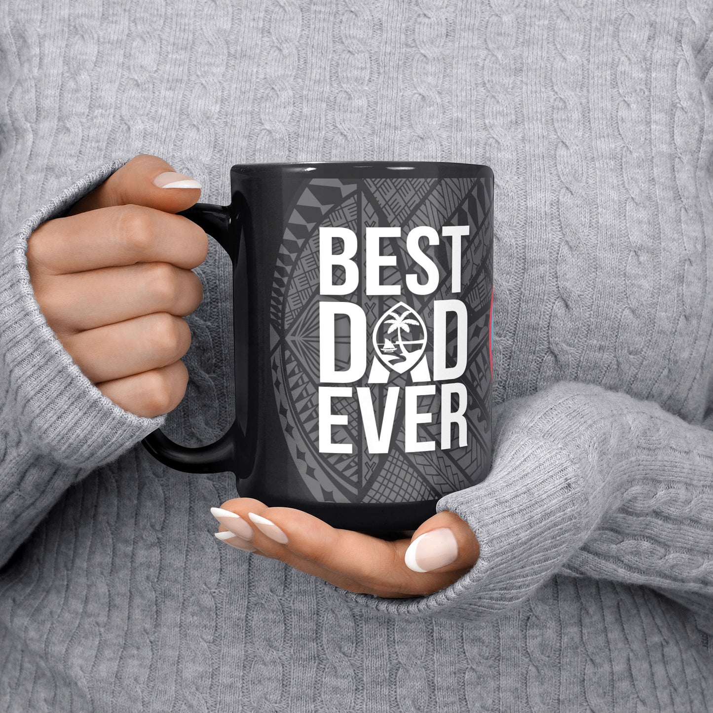 Best Dad Ever Guam Guahan Tribal 15oz Black Mug