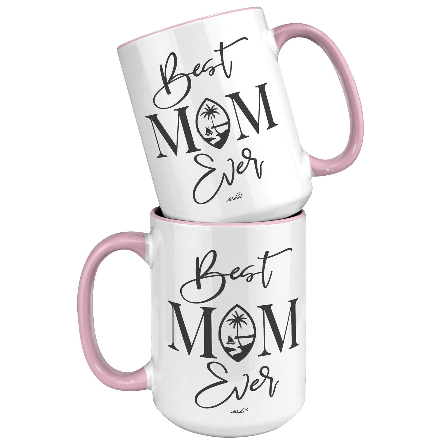 Best Mom Ever Script Guam Black 15oz Accent Mug