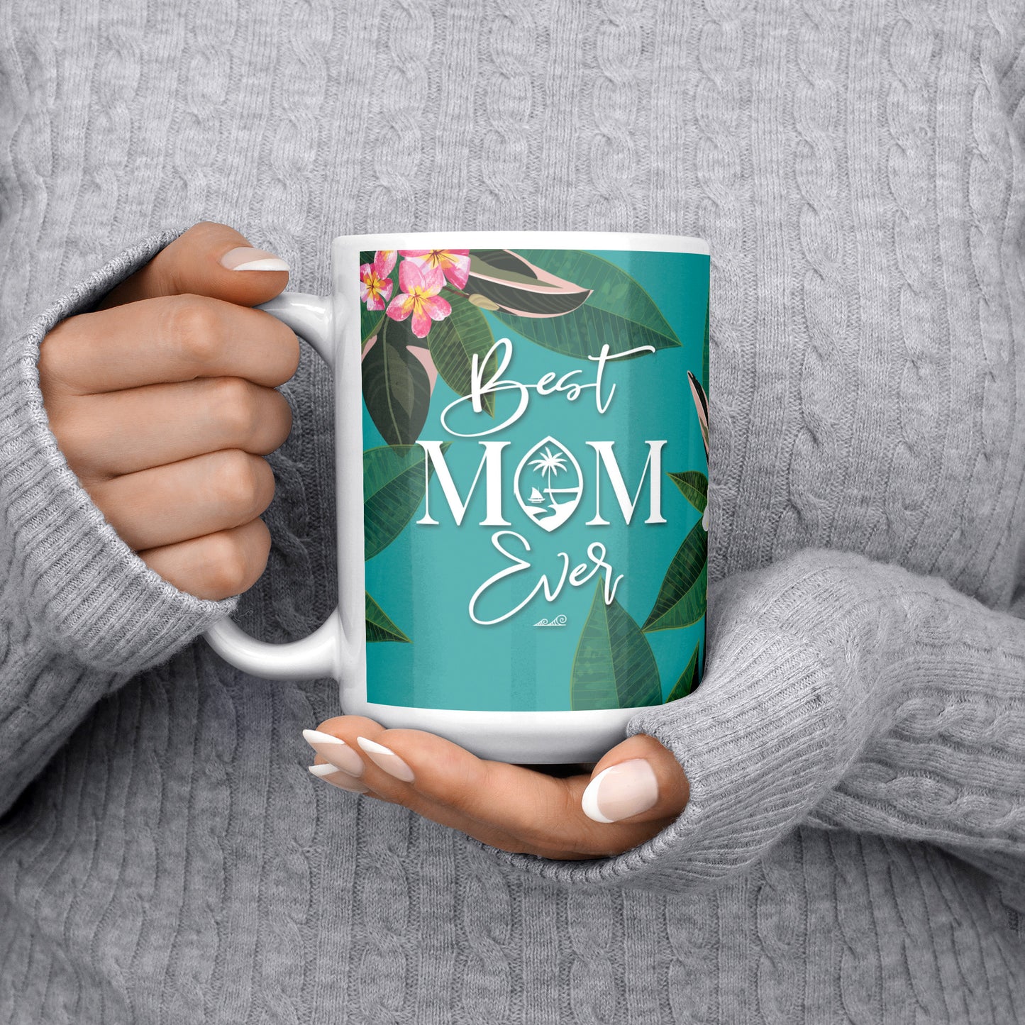 Best Mom Ever Script Guam Plumeria 15oz Mug