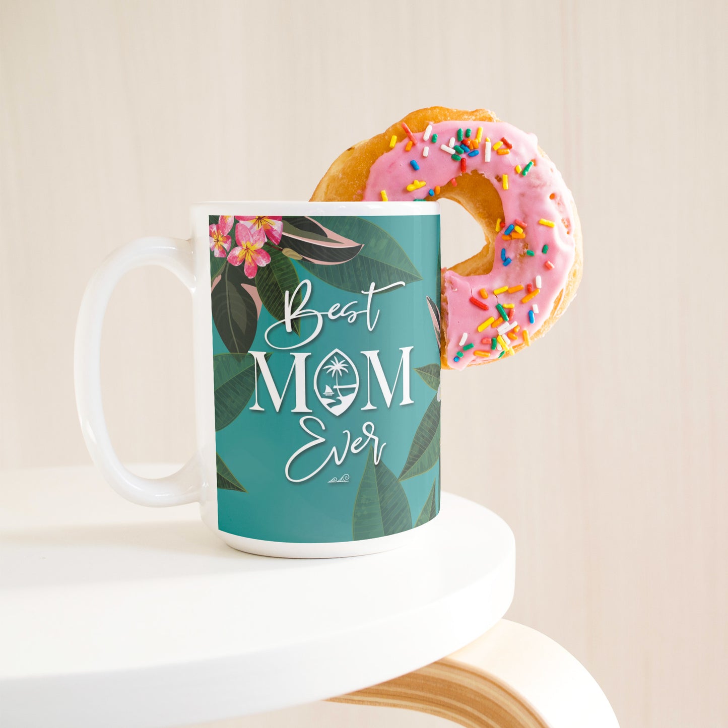 Best Mom Ever Script Guam Plumeria 15oz Mug