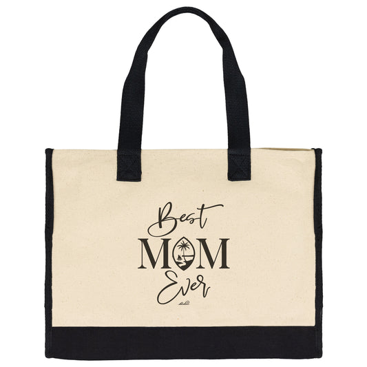 Best Mom Ever Script Guam Premium Cotton Tote