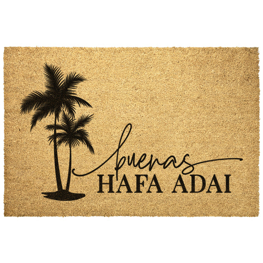 Buenas Hafa Adai Guam CNMI Outdoor Coir Door Mat