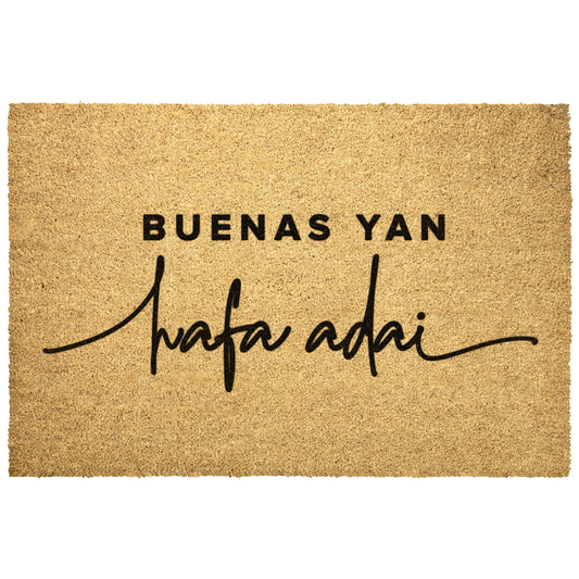 Buenas yan Hafa Adai Guam CNMI Outdoor Coir Door Mat