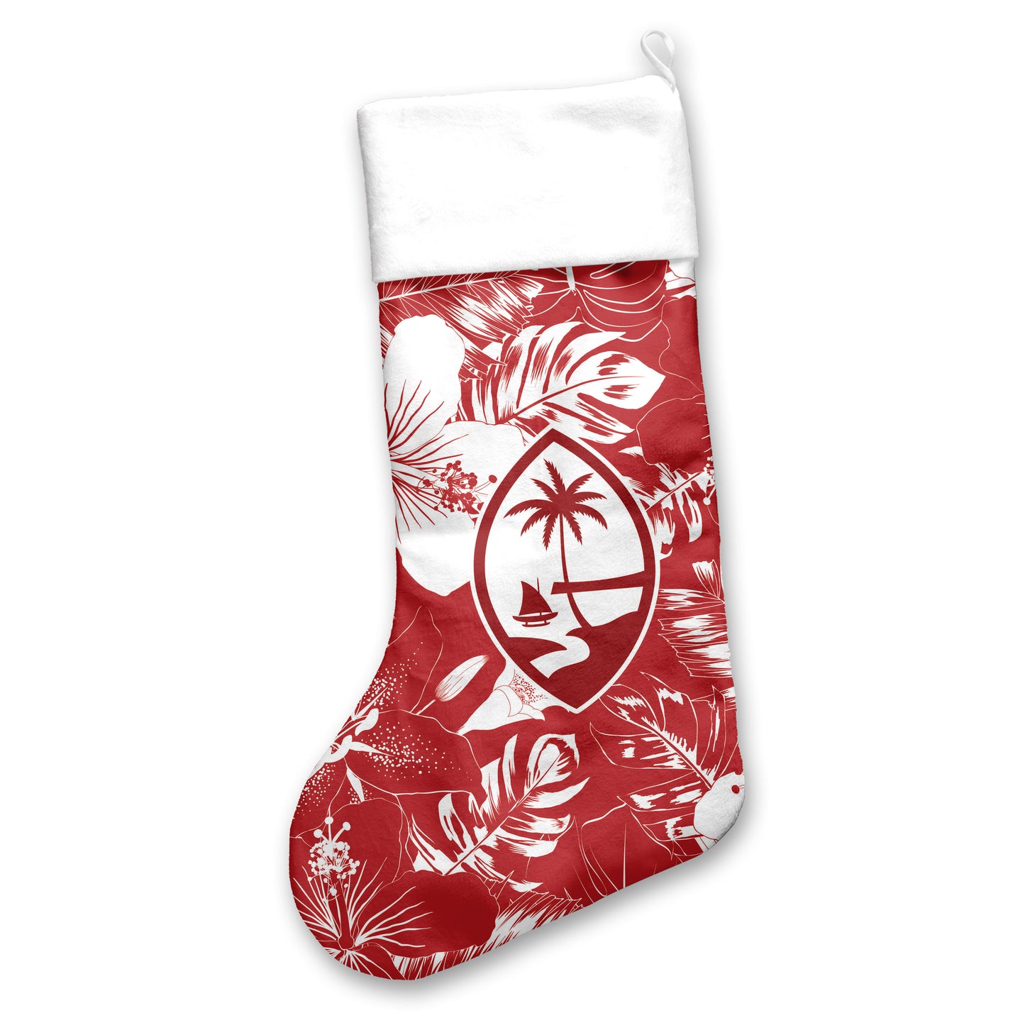 Guam Hibiscus Red Holiday Christmas Stocking