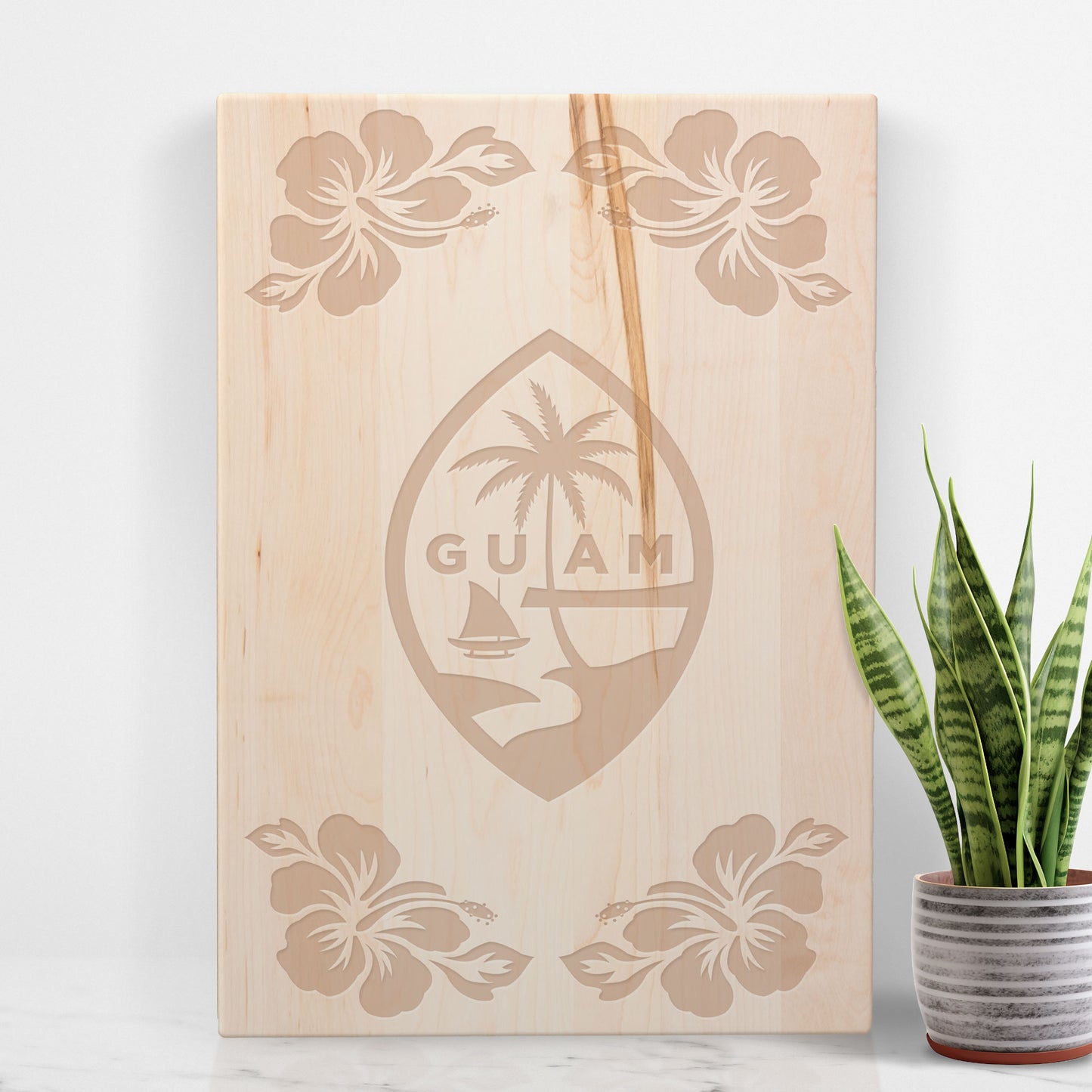 Guam Seal Hibiscus Traditional Wood XL Cutting Board
