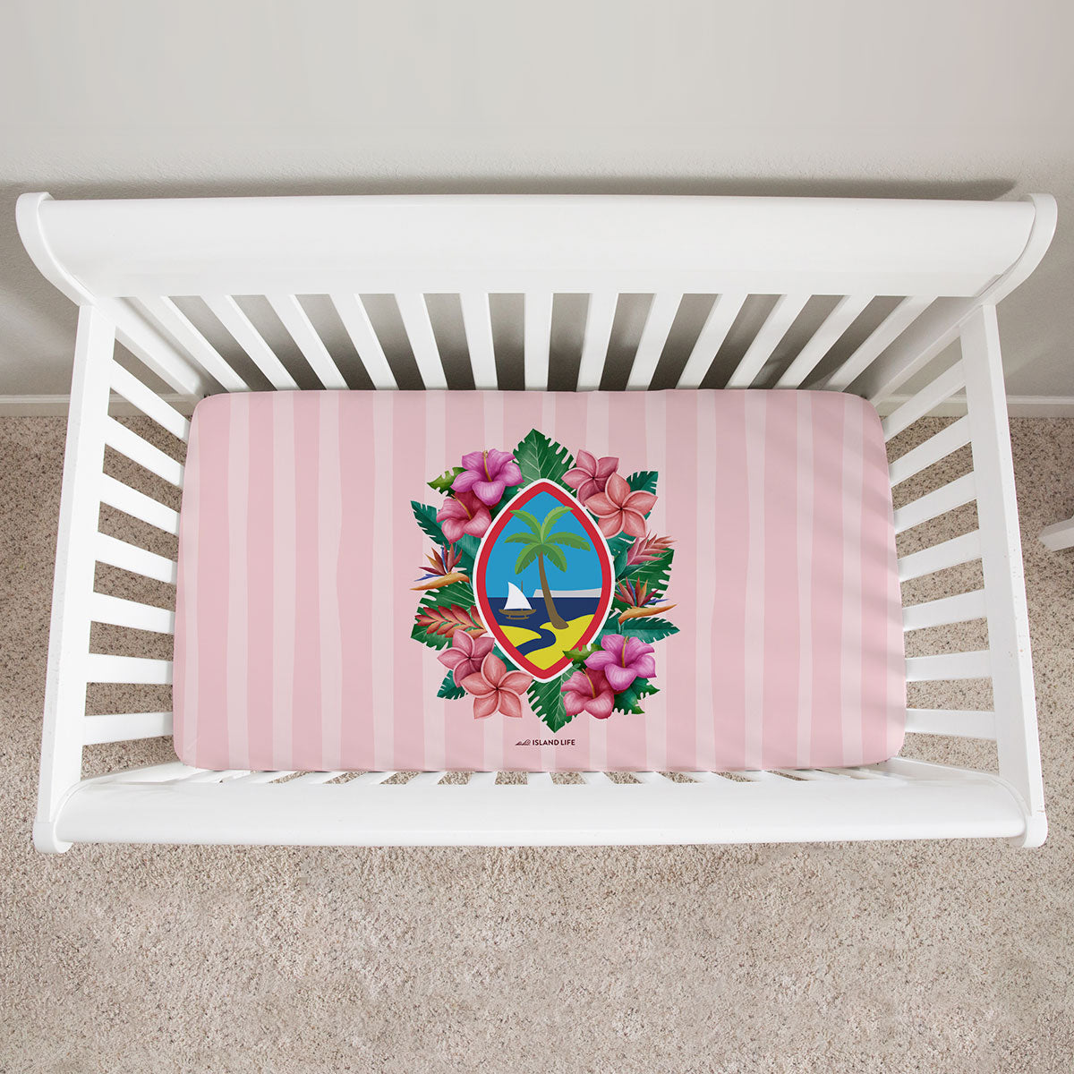 Guam Seal Pink Floral Baby Crib Sheet