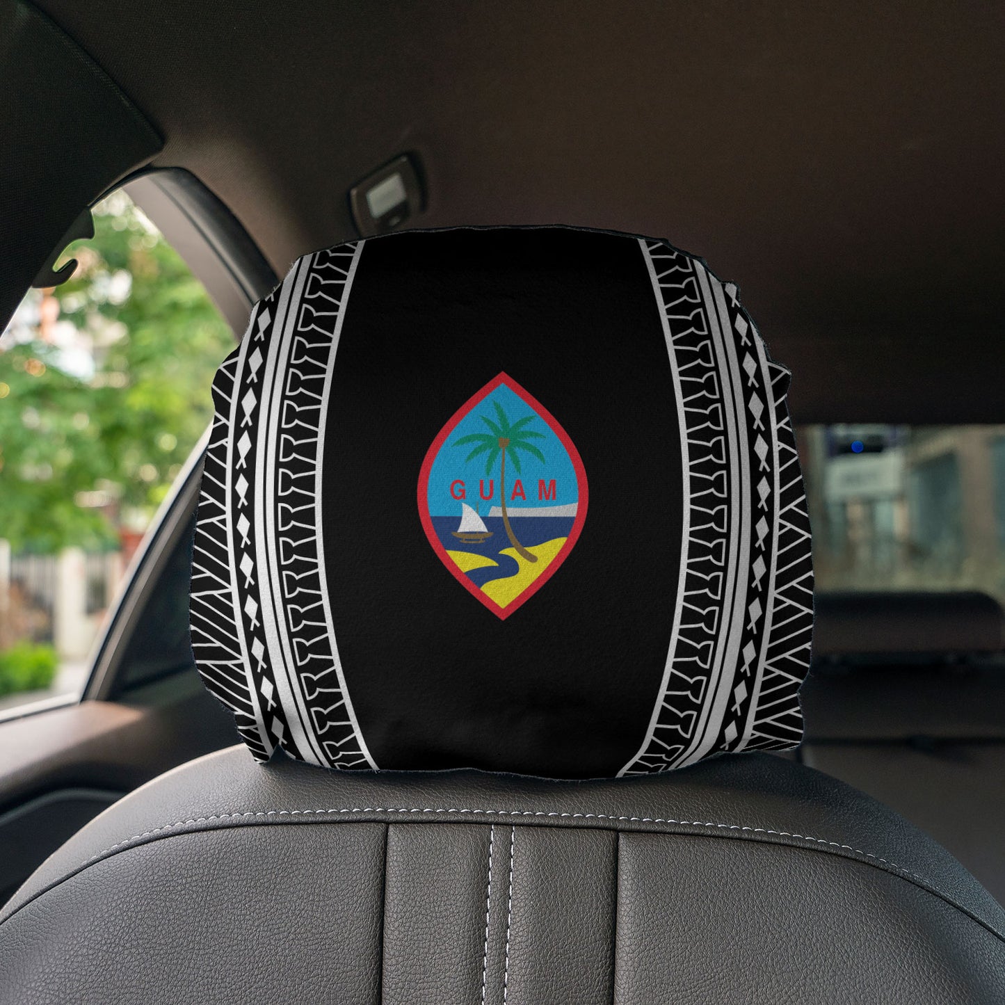Guam Tribal Car Headrest Cover (Set of 2)