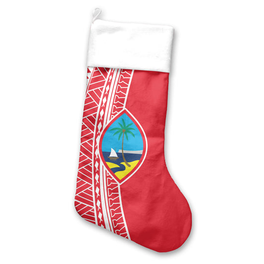 Guam Seal Tribal Red Holiday Christmas Stocking