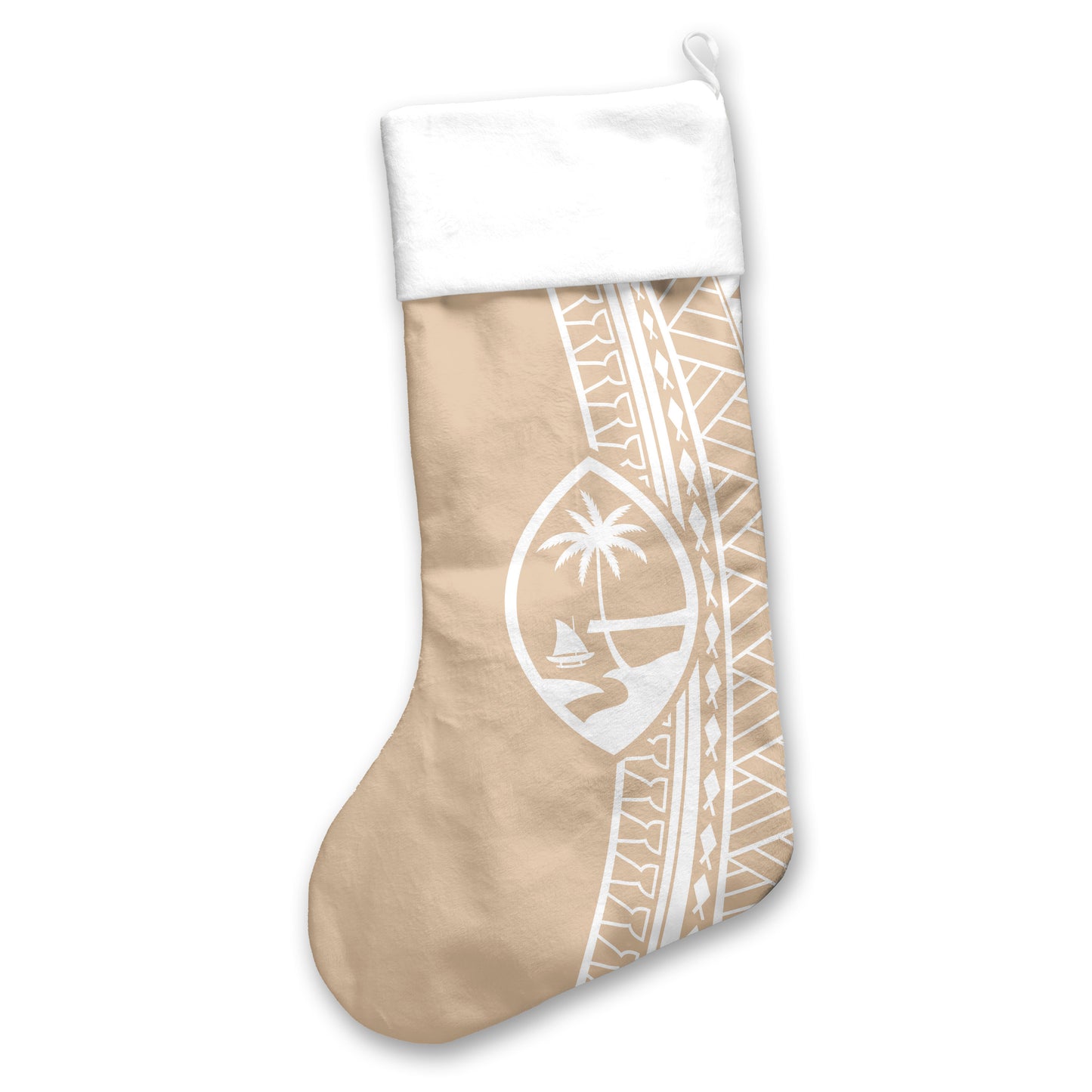 Guam Seal Tribal Tan Holiday Christmas Stocking