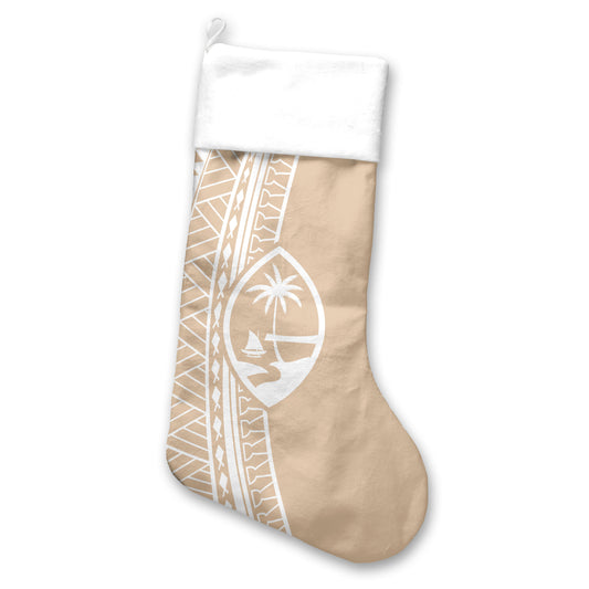 Guam Seal Tribal Tan Holiday Christmas Stocking