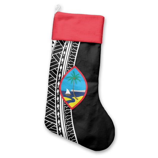 Guam Seal Tribal Black Holiday Christmas Stocking