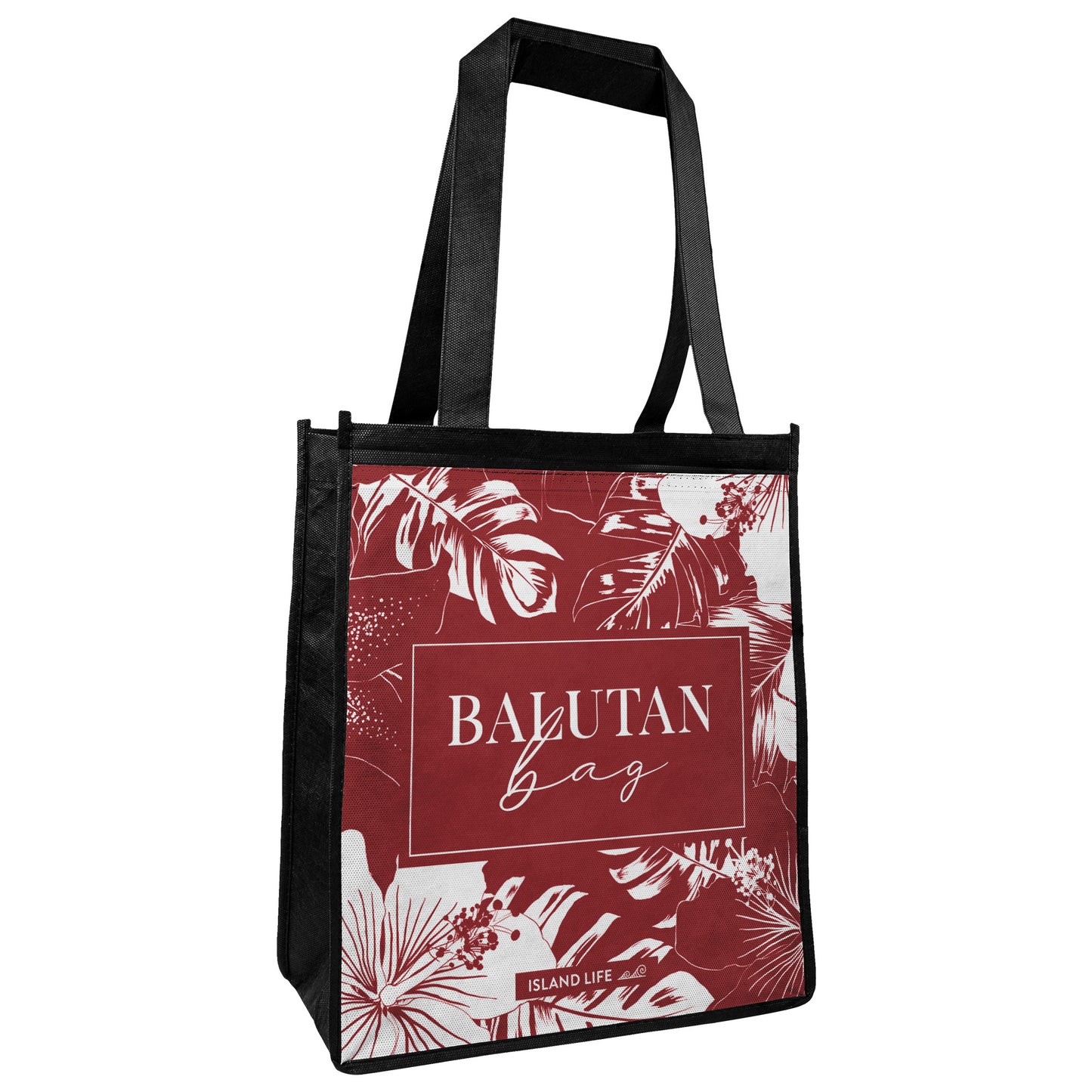 Balutan Bag Guam CNMI Red Floral Grocery Tote Bag