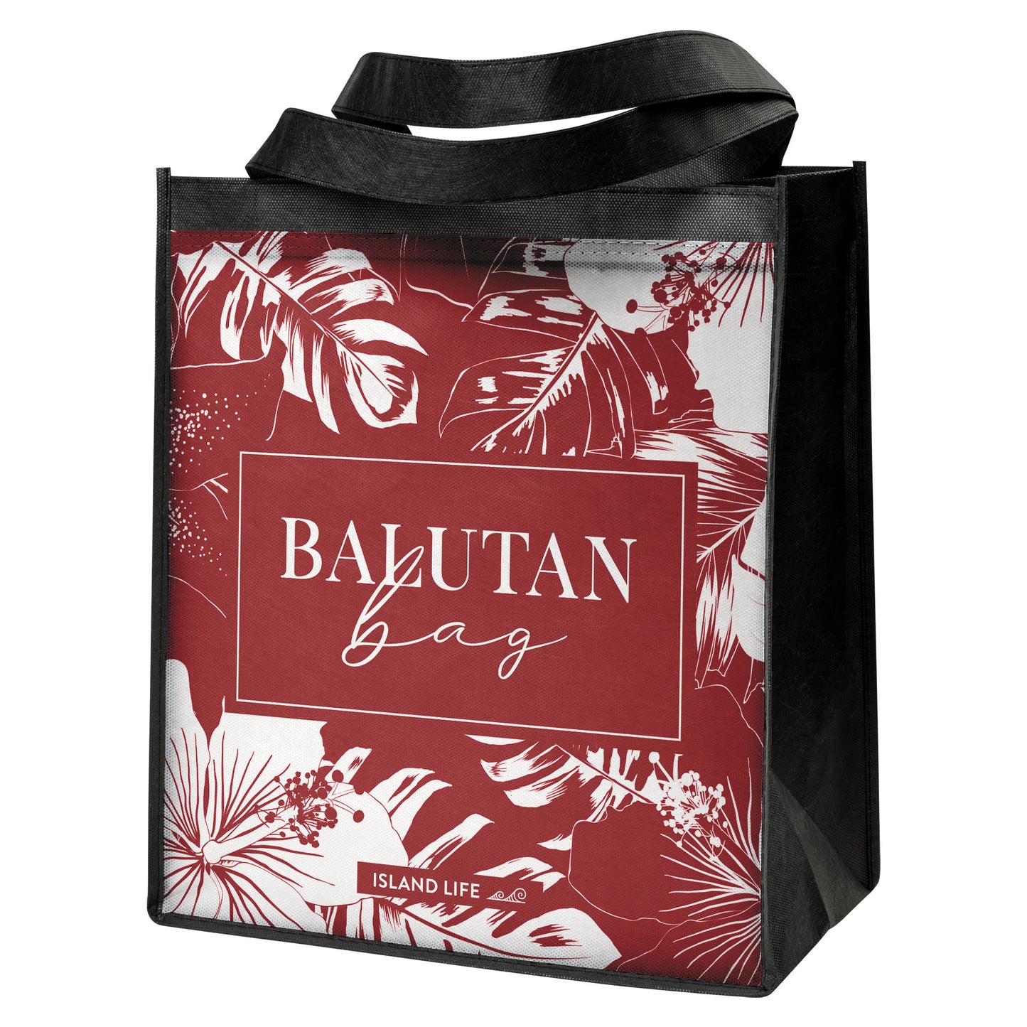 Balutan Bag Guam CNMI Red Floral Grocery Tote Bag