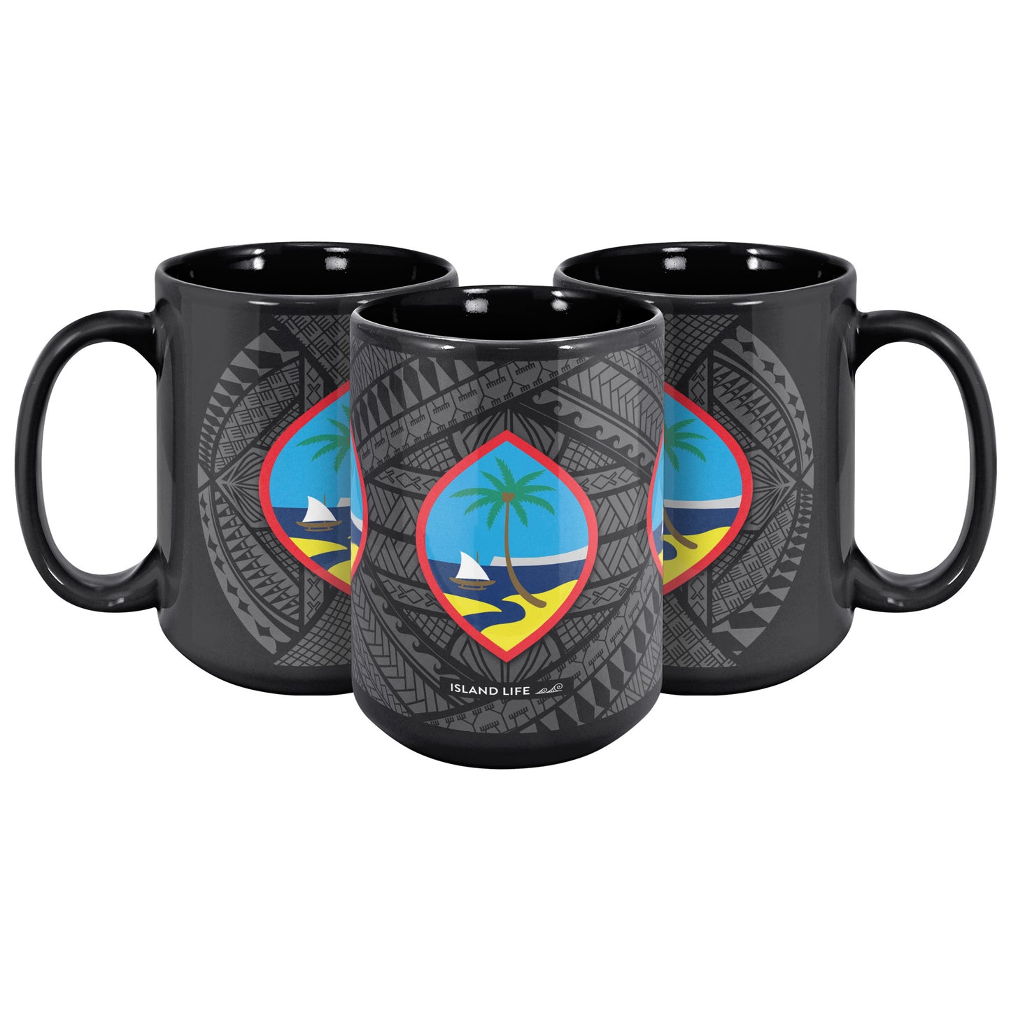 Guam Guahan Tribal 15oz Black Mug