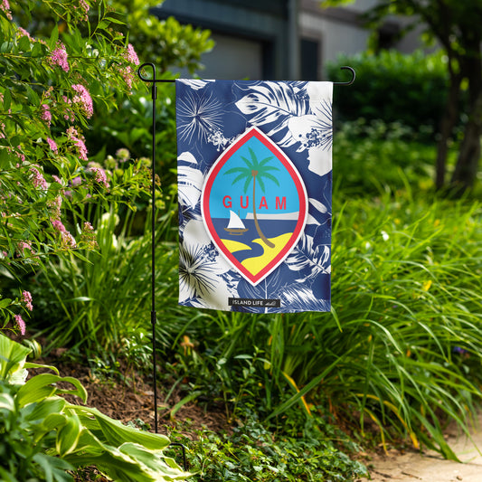 Guam Hibiscus Blue Double-Sided Garden Flag
