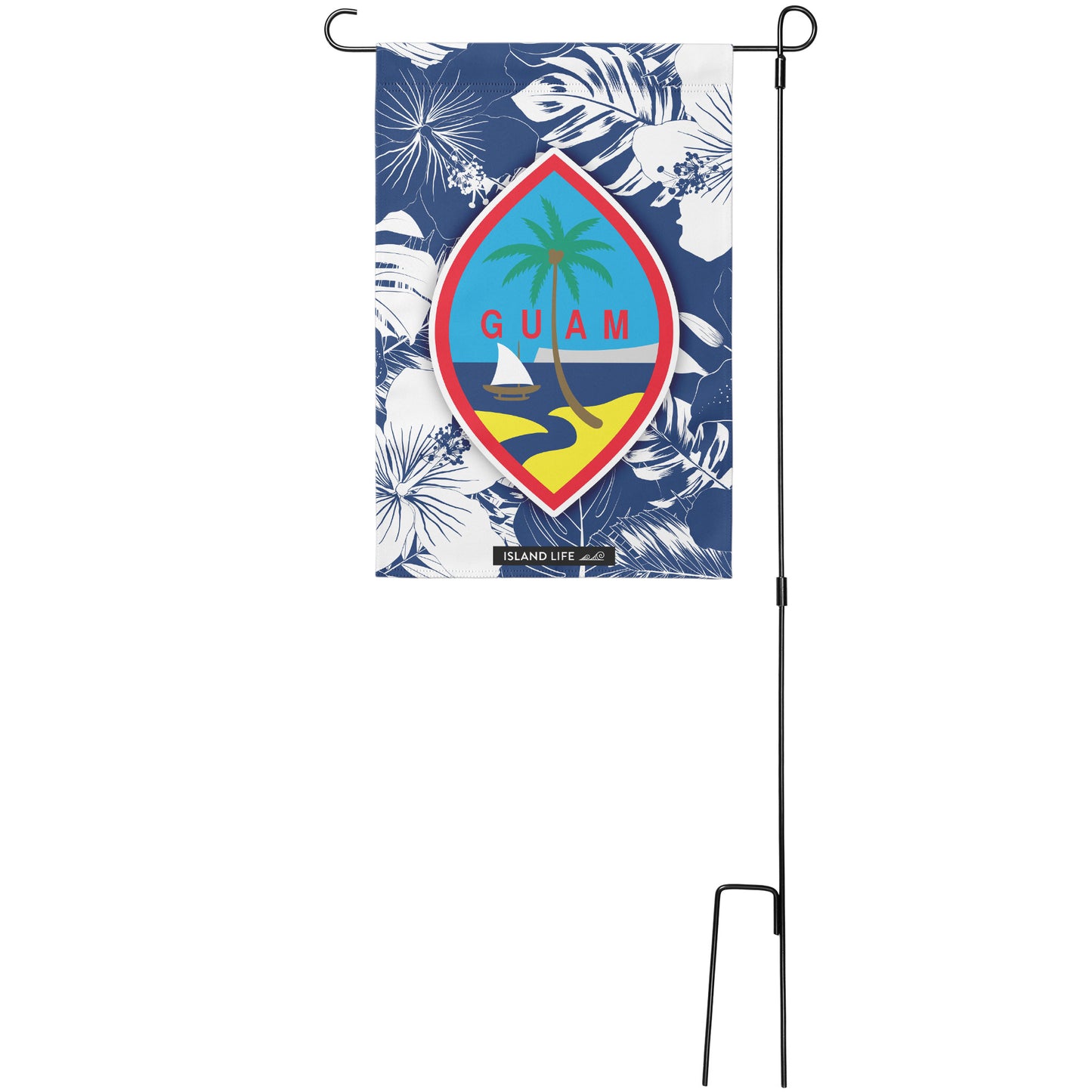 Guam Hibiscus Blue Double-Sided Garden Flag