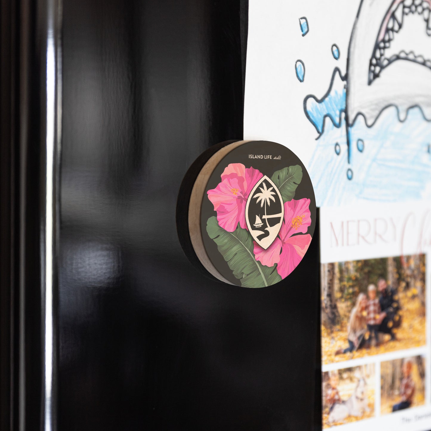 Guam Hibiscus Paradise Pink Wooden Magentic Bottle Opener