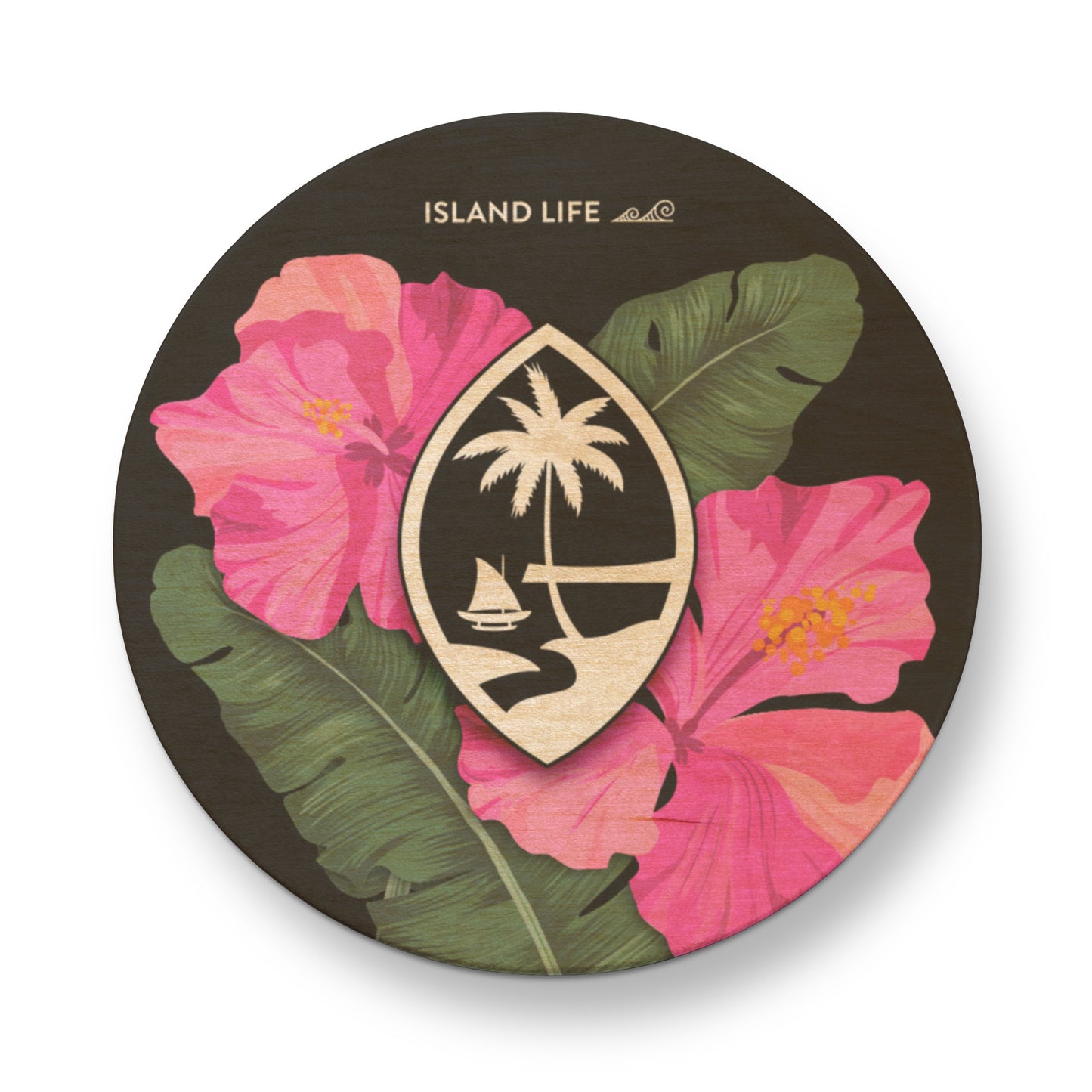 Guam Hibiscus Paradise Pink Wooden Magentic Bottle Opener